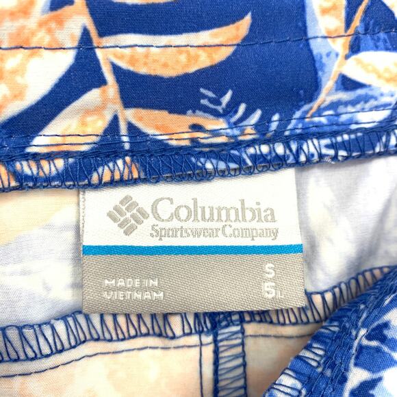 SOLD Columbia PFG Shorts Womens Size Small 5" Inseam Blue Orange Floral Print - Picture 7 of 8
